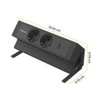 Разклонител Fellowes Ampra Power Desk, шуко, 2 гнезда, 1 USB Type-A, 1... - 2