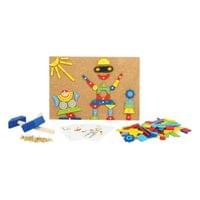 Small Foot Мозайка Роботи, дървена, с чукче - 1