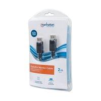 Кабел Manhattan DisplayPort Male/DisplayPort Male, 2 m, черен - 2 Кабел Manhattan DisplayPort Male/DisplayPort Male, 2 m, черен - 2