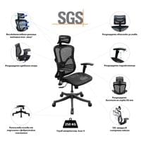 Ергономичен стол RFG TECH@SMART, Multi-function механизъм, до 250 kg, черен - 2 Ергономичен стол RFG TECH@SMART, Multi-function механизъм, до 250 kg, черен - 2