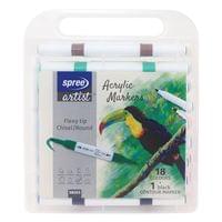 Маркери акрилни двувърхи Flexy Chisel / Round tip, 18... - 1