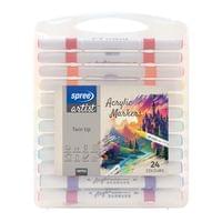 Маркери акрилни двувърхи Soft Brush / Fine tip, 24 цвята... - 1