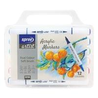 Маркери акрилни двуцветни триъгълни, 6 броя 12 цвята, PP... - 2