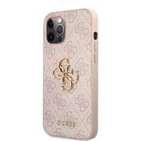 Гръб Guess PU 4G Metal Logo Case за iPhone 12/12 Pro - Розов - 2 Гръб Guess PU 4G Metal Logo Case за iPhone 12/12 Pro - Розов - 2