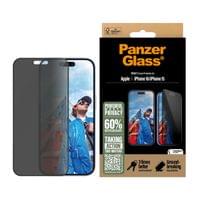 Стъклен протектор PanzerGlass за iPhone 16, 15, Privacy,... - 0 Стъклен протектор PanzerGlass за iPhone 16, 15, Privacy,... - 0