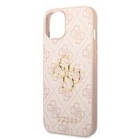 Гръб Guess PU 4G Metal Logo Case за iPhone 15 - Розов - 3