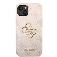 Гръб Guess PU 4G Metal Logo Case за iPhone 15 - Розов - 4