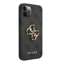 Гръб Guess PU 4G Metal Logo Case за iPhone 12/12 Pro - Сив - 3