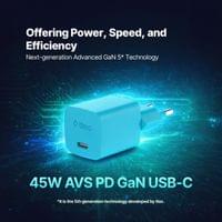 Зарядно ttec SmartCharger GaN 45W PD + Кабел USB-C, Неон син - 8 Зарядно ttec SmartCharger GaN 45W PD + Кабел USB-C, Неон син - 8