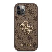 Гръб Guess PU 4G Metal Logo Case за iPhone 12/12 Pro - Кафяв - 1 Гръб Guess PU 4G Metal Logo Case за iPhone 12/12 Pro - Кафяв - 1