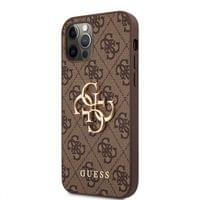 Гръб Guess PU 4G Metal Logo Case за iPhone 12/12 Pro - Кафяв - 2 Гръб Guess PU 4G Metal Logo Case за iPhone 12/12 Pro - Кафяв - 2