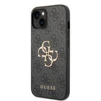 Гръб Guess PU 4G Metal Logo Case за iPhone 15 - Сив - 5