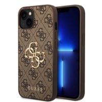 Гръб Guess PU 4G Metal Logo Case за iPhone 15 - Кафяв - 2 Гръб Guess PU 4G Metal Logo Case за iPhone 15 - Кафяв - 2
