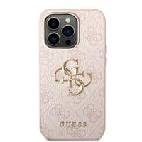 Гръб Guess PU 4G Metal Logo Case за iPhone 15 Pro - Розов - 1 Гръб Guess PU 4G Metal Logo Case за iPhone 15 Pro - Розов - 1