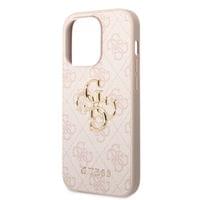 Гръб Guess PU 4G Metal Logo Case за iPhone 15 Pro - Розов - 4