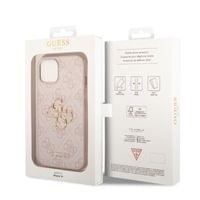 Гръб Guess PU 4G Metal Logo Case за iPhone 14 - Розов - 2 Гръб Guess PU 4G Metal Logo Case за iPhone 14 - Розов - 2