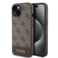 Гръб Guess PU 4G Stripe MagSafe Case за iPhone 15 - Кафяв - 1 Гръб Guess PU 4G Stripe MagSafe Case за iPhone 15 - Кафяв - 1