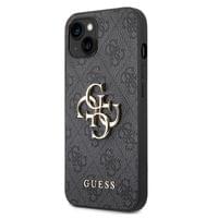 Гръб Guess PU 4G Metal Logo Case за iPhone 14 - Сив - 2