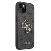 Гръб Guess PU 4G Metal Logo Case за iPhone 14 - Сив - 2