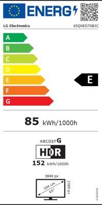 LG 65QNED70B3C, 65" 4K QNED MiniLED Smart TV, 3840x2160,... - 2