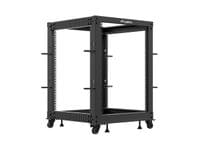 Lanberg open rack 19&amp;quot; 15U 600x600-1100 adjustable, black - 1