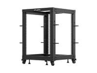 Lanberg open rack 19&amp;quot; 15U 600x600-1100 adjustable, black - 4