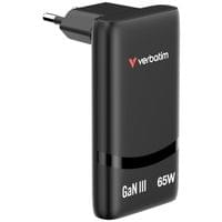 Verbatim Fold 'n' Go GaN Charger 65W EU plug Black - 6 Verbatim Fold 'n' Go GaN Charger 65W EU plug Black - 6