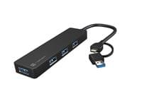 Natec Hub Mayfly USB-C 3.0 4 Port + USB-A Adapter Black