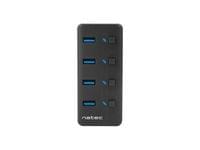 Natec USB 3.0 Hub Mantis 2 4-Port On/Off With AC Adapter
