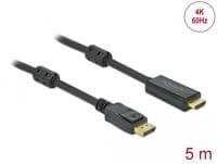 Кабел Delock DisplayPort мъжко - HDMI мъжко, 5 м., 4K 60Hz, Черен - 2