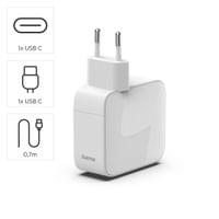 HAMA Бързо зарядно, 65 W, GaN, 2x USB-C, с разтегателен кабел 0.7м, бял - 7