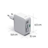 HAMA Бързо зарядно, 65 W, GaN, 2x USB-C, с разтегателен кабел 0.7м, бял - 10