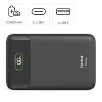 HAMA Външна батерия &amp;quot;PD20-W20&amp;quot;, 20000 mAh, 3 изхода: 2 x USB-C, USB-A,... - 7
