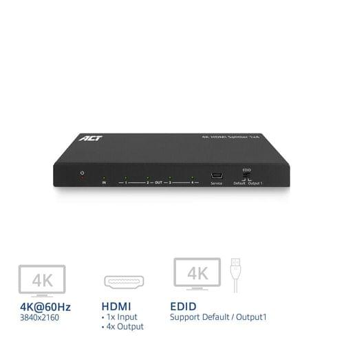 ACT HDMI Сплитер AC7832 4К HDMI сплитер, 1 вход.4 HDMI... - 2
