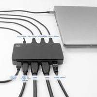 ACT Докинг станция USB-C, 4K, 2 x HDMI, Ethernet, USB-C, 3x USB-A - 3
