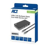 ACT Докинг станция USB-C, 4K, 2 x HDMI, Ethernet, USB-C, 3x USB-A - 5
