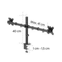 HAMA Стойка за 2 монитора за бюро, регулируема, 13" - 35", 12 кг, Черна - 11 HAMA Стойка за 2 монитора за бюро, регулируема, 13" - 35", 12 кг, Черна - 11