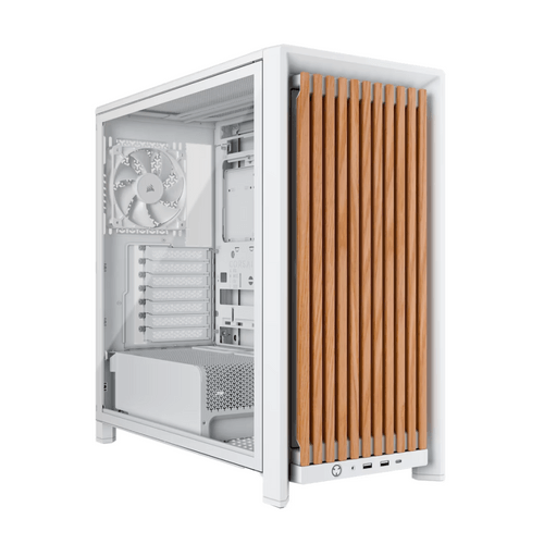 Кутия Corsair Frame 4000D Wood RS Mid-Tower - White/Oak - 1