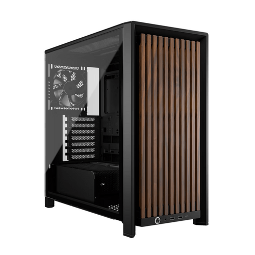 Кутия Corsair Frame 4000D Wood RS Mid-Tower - Black/Walnut - 1