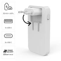 HAMA Бързо мини зарядно, 65W, 2x USB-C, 1x USB-A, PD, плоско, бяло - 15