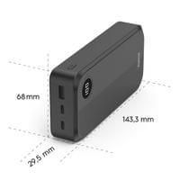 HAMA Външна батерия 20000 mAh, 3 изхода: 2 x USB-C, 1 x USB-A, черна - 10