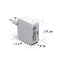 HAMA Бързо зарядно, 30 W, GaN, 2x USB-C, с разтегателен кабел 0.7м, бял - 10