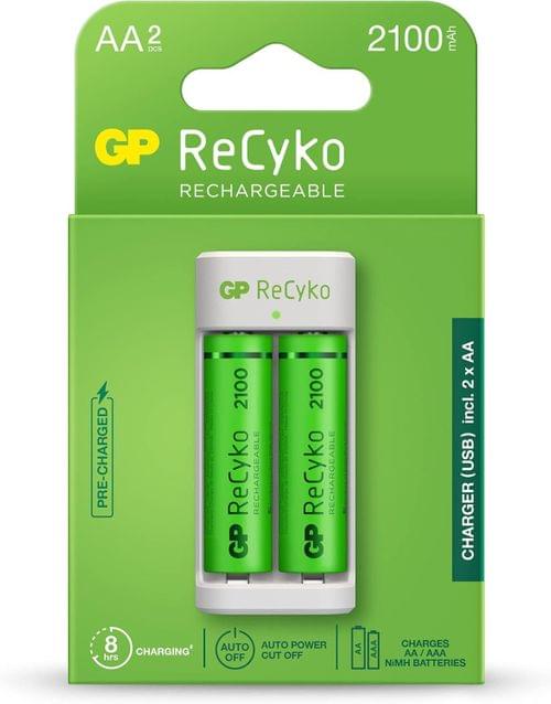 Зарядно GP BATTERIES E211 + 2 * 2100mAh AA, За 2 броя, NiMH - 1