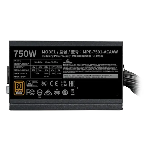 Захранващ блок Cooler Master MWE Bronze V3 750W ATX 3.1... - 2