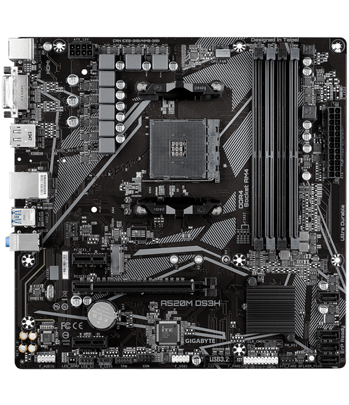 Дънна платка GIGABYTE A520M-DS3H V2, Socket AM4 - 1