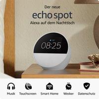Смарт часовник Amazon Echo Spot 2024, Alexa асистент, Бял - 2