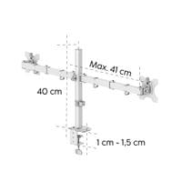 HAMA Стойка за 2 монитора за бюро, регулируема, 13" - 35", 12 кг, Бял - 12 HAMA Стойка за 2 монитора за бюро, регулируема, 13" - 35", 12 кг, Бял - 12