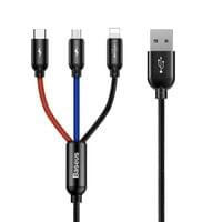 Кабел Baseus Rapid 3 в 1 USB-А към Type C/Lightning/MicroUsb, 3A, 1.2м,... - 3