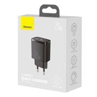 Зарядно устройство Baseus USB към USB Type C 20W 3A Quick Charge 3.0... - 3