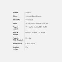 Зарядно устройство Baseus USB към USB Type C 20W 3A Quick Charge 3.0... - 9